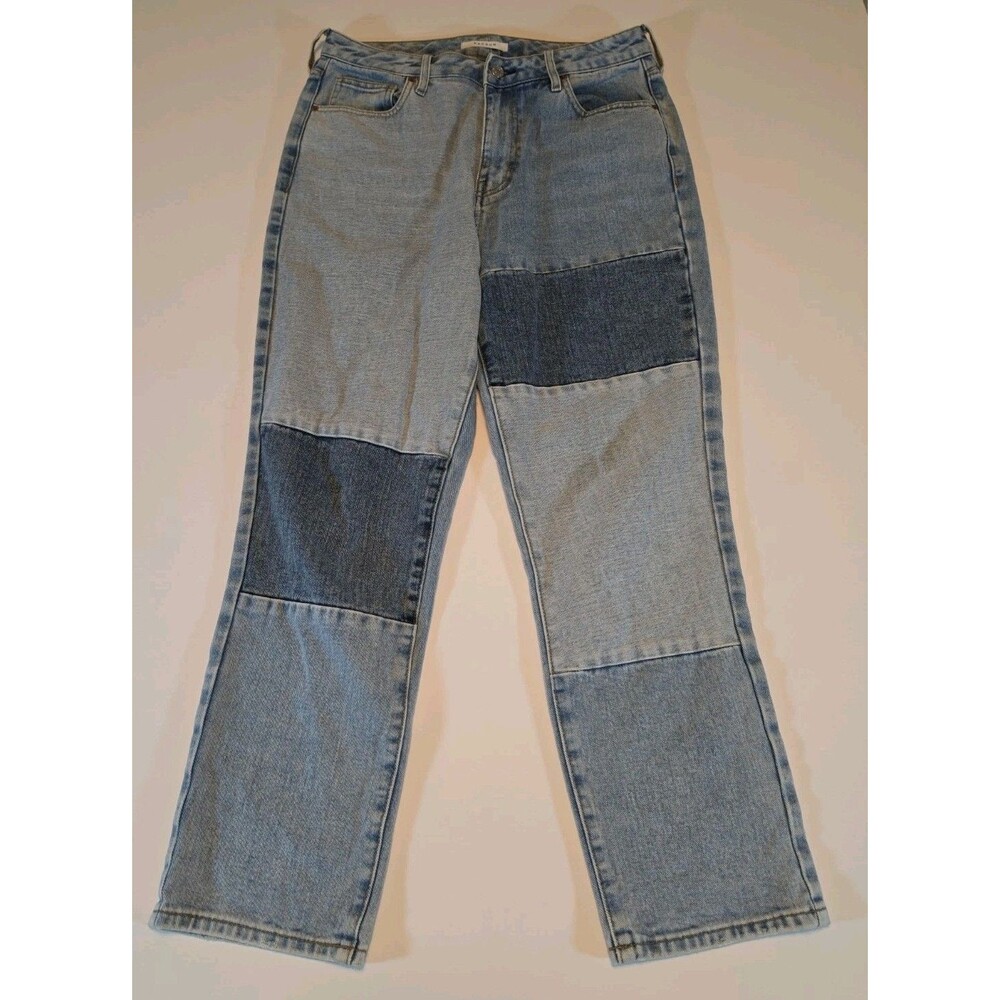 Pacsun Mom Jeans Wmns Blue 100% Cotton Colorblock Patchwork Y2K Inspired 31"x27"